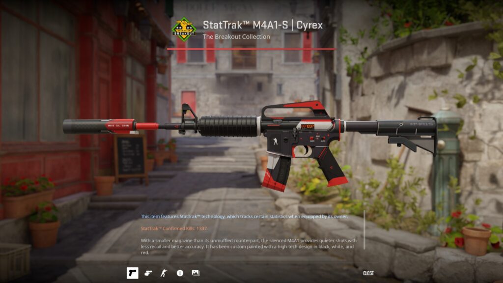 StatTrak M4A1-S Cyrex, one of the main rifles for CT out of the m0NESY loadout