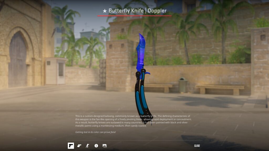 Butterfly Knife Doppler Saphire, one of the main items from the apEX loadout