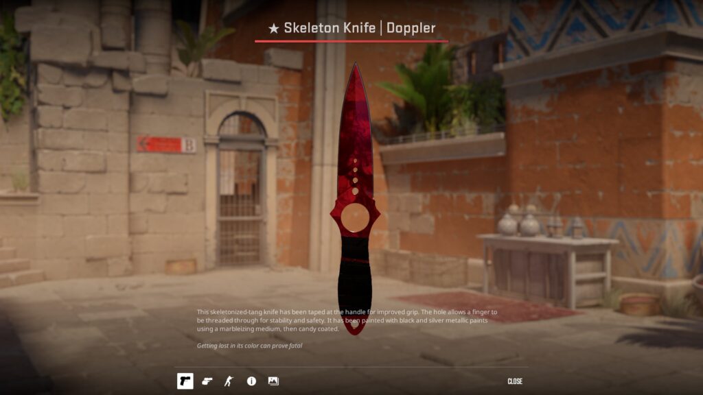Skeleton Knife Doppler Ruby, one of the main knives out of the ropz loadout
