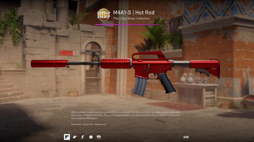 M4A1-S Hot Rod, another red-themed weapon from the ropz loadout collection