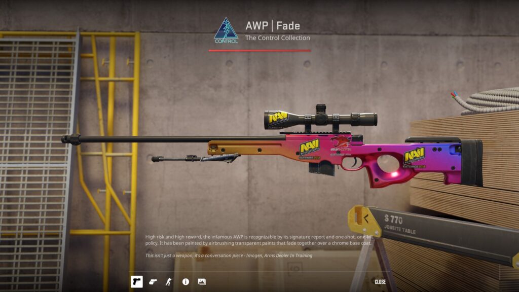 AWP Fade with 3 NaVi stickers and one Katowice 2014 sticker