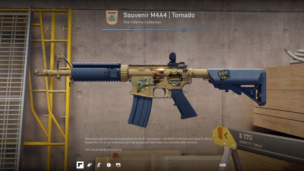Souvenir M4A4 Tornado with stickers