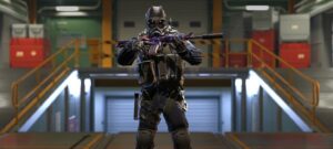 A CT agent standing on ramp on Nuke holding one of the best M4A1-S skins under $10 - Black Lotus