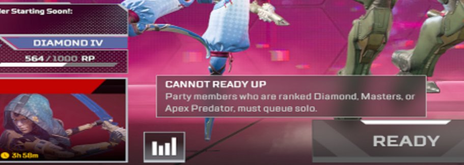 Respawn Delays Ranked Solo Queue Update for Apex Legends High Tier Lobbies - Pley.gg The error the players saw when trying to queue up in a squad of Diamond or higher rank.