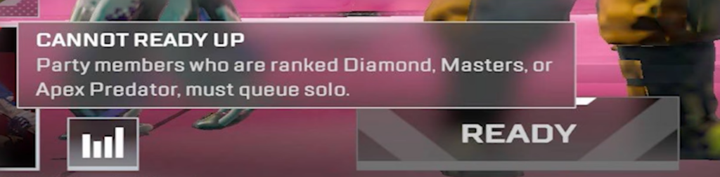 Ranked queuing error you'll be seeing if the ranks do not support premade squads.