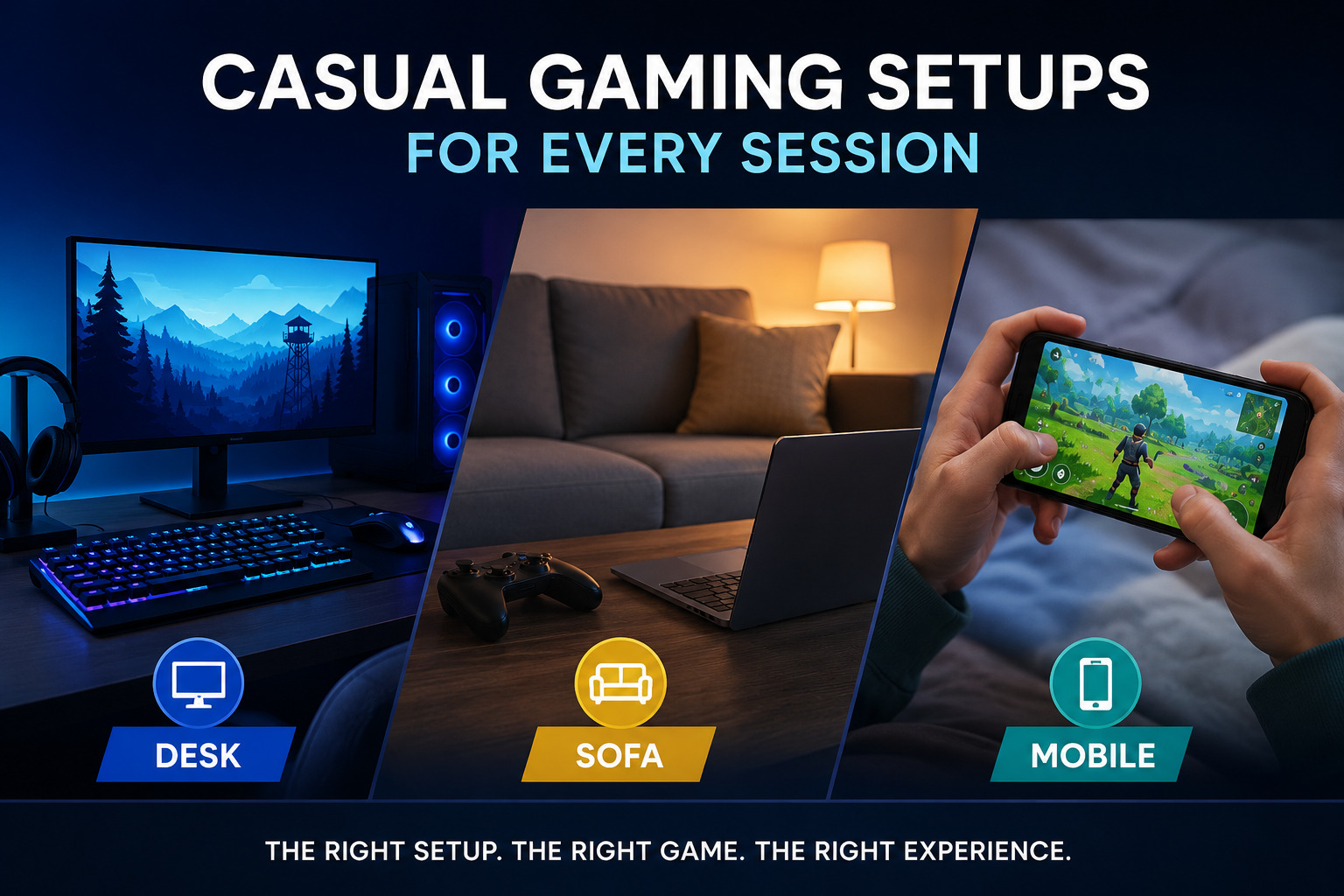 Casual gaming setups across devices