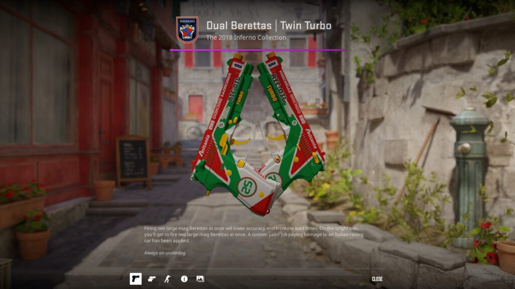 Duel Berettas Twin Turbo - one of the best looking cheapest Classified skins in CS2