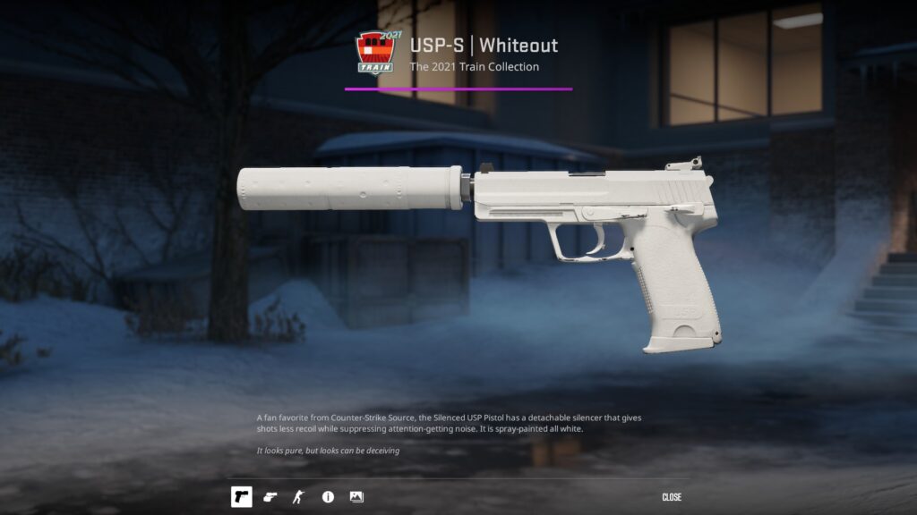 USP-S Whiteout, one of the best USP-S skins in CS2 that is one solid paint