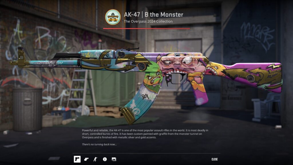 CS2 AK skins we rarely see in casual games - Pley.gg B the Monster, one of the rare CS2 AK skins you will find in a casual match