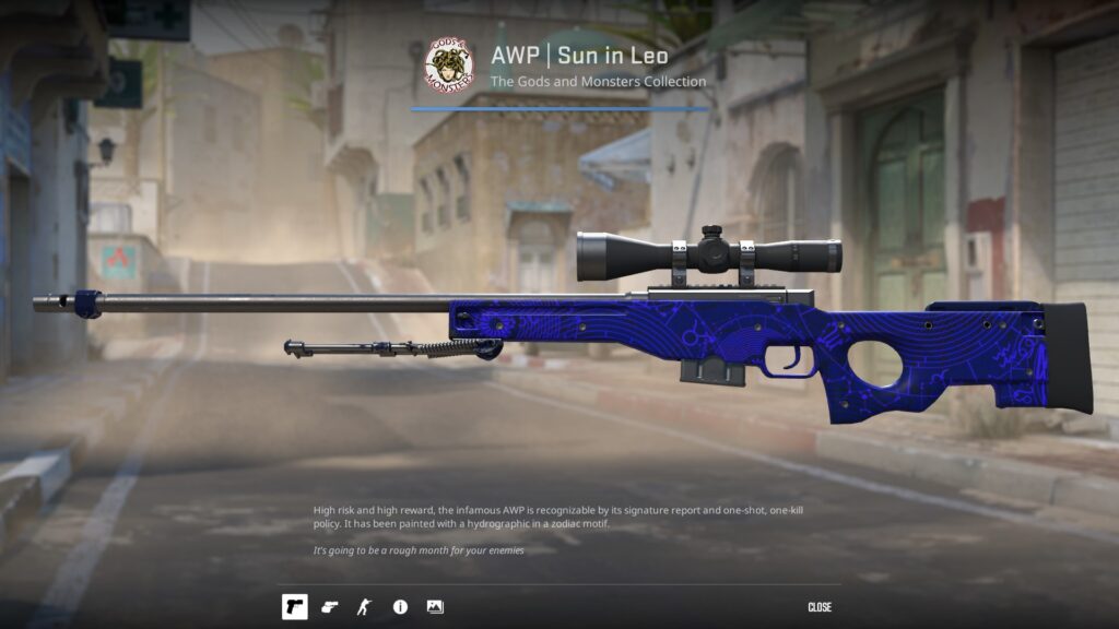 AWP Sun in Leo, one of the rare AWP skins CS2 players see in the game