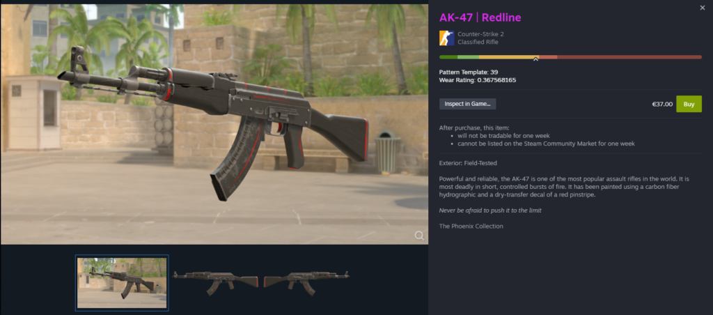 CS2 Steam market vs external sites: Where to buy skins - Pley.gg AK 47 Redline in Field-Tested condition on the CS2 Steam market