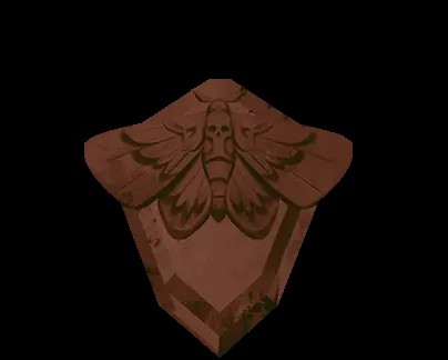 Initiate rank emblem, a dark red Moth, one of the Deadlock ranks most beginners enter