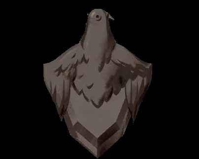 Seeker badge, a pigeon made out of stone