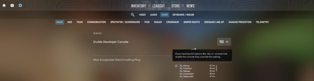 CS2 viewmodel guide - Finding your sweet spot - Pley.gg a CS2 setting that allows players to use the developer console