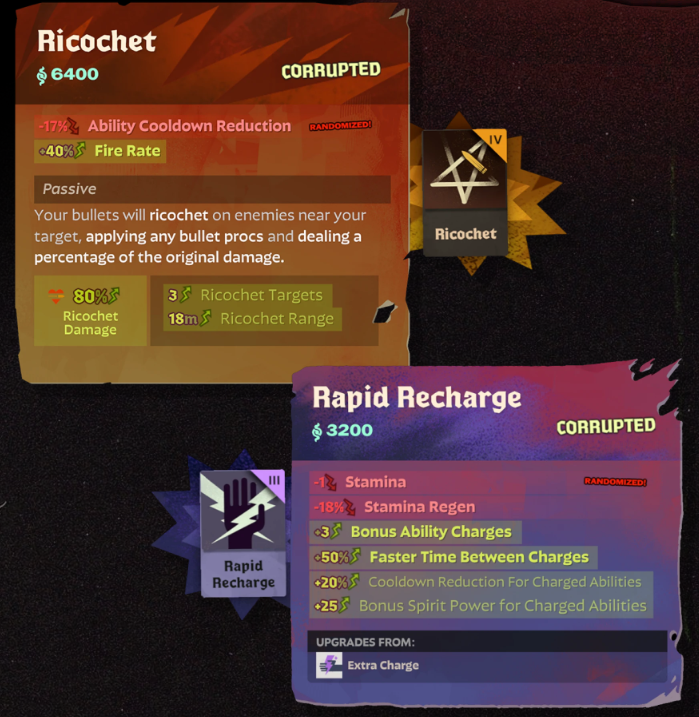Valve’s Deadlock Major Update Pushes Peak Player Count to Nearly 230,000 - Pley.gg Ricochet and Rapid Recharge - two items from the Deadlock game with corrupted variants in the Brokers shop