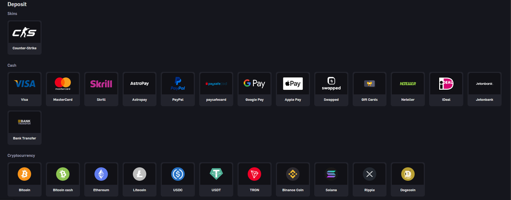CSGOEmpire deposit options