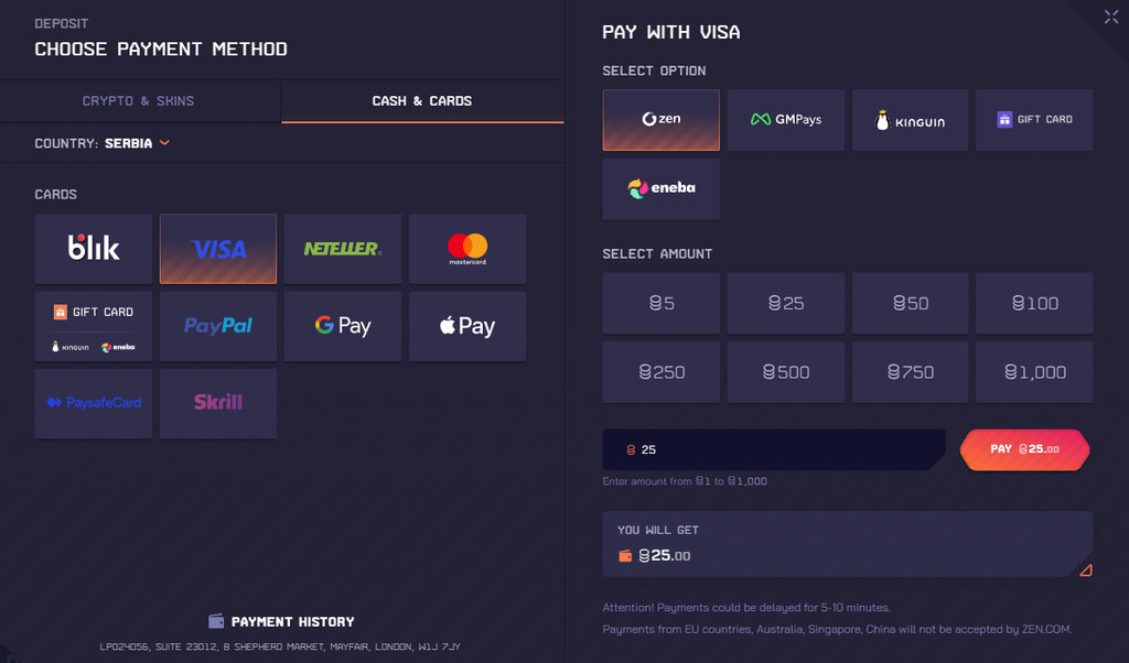 DatDrop Review - Pley.gg Payment methods on DatDrop