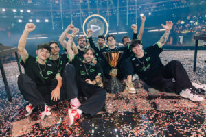 LOUD lift the trophy at VALORANT Champions 2026 in Shanghai