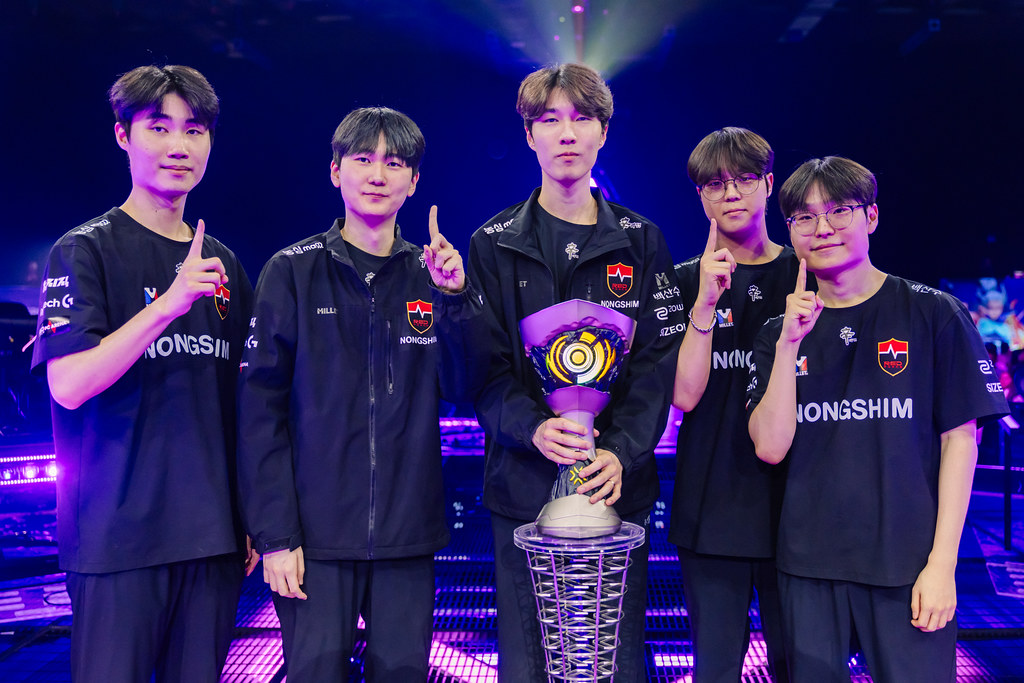 Nongshim RedForce with the trophy at VALORANT Masters Santiago 2026