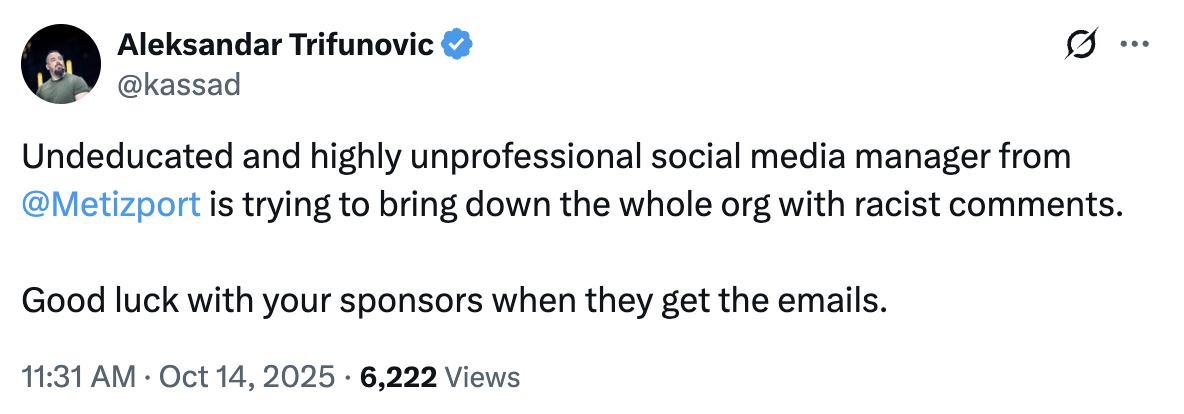 kassad calls Metizport social media manager "imbecil" and "racist" - Pley.gg kassad calls Metizport social media manager "imbecil" and "racist" - Pley.gg