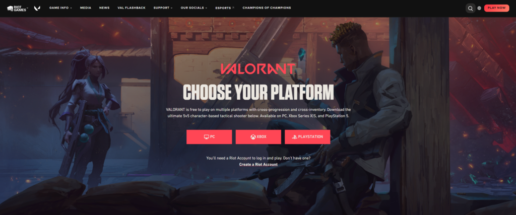 Choose platform to download Valorant on