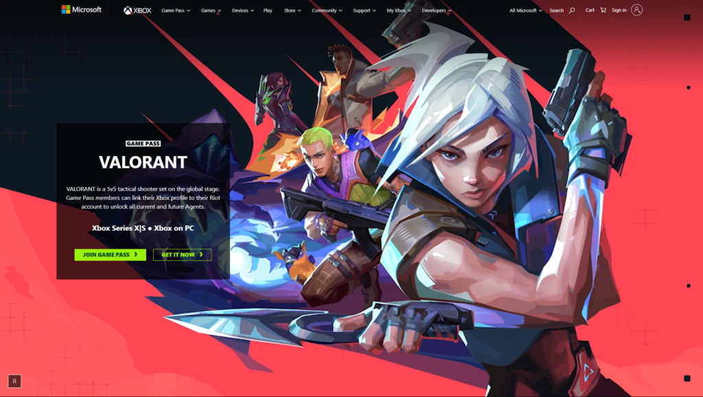 Official Valorant page on Xbox.com