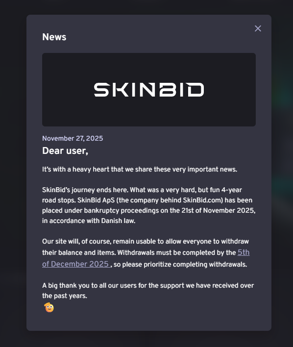 SkinBid declares bankruptcy: What it means for CS2 skin traders - Pley.gg
