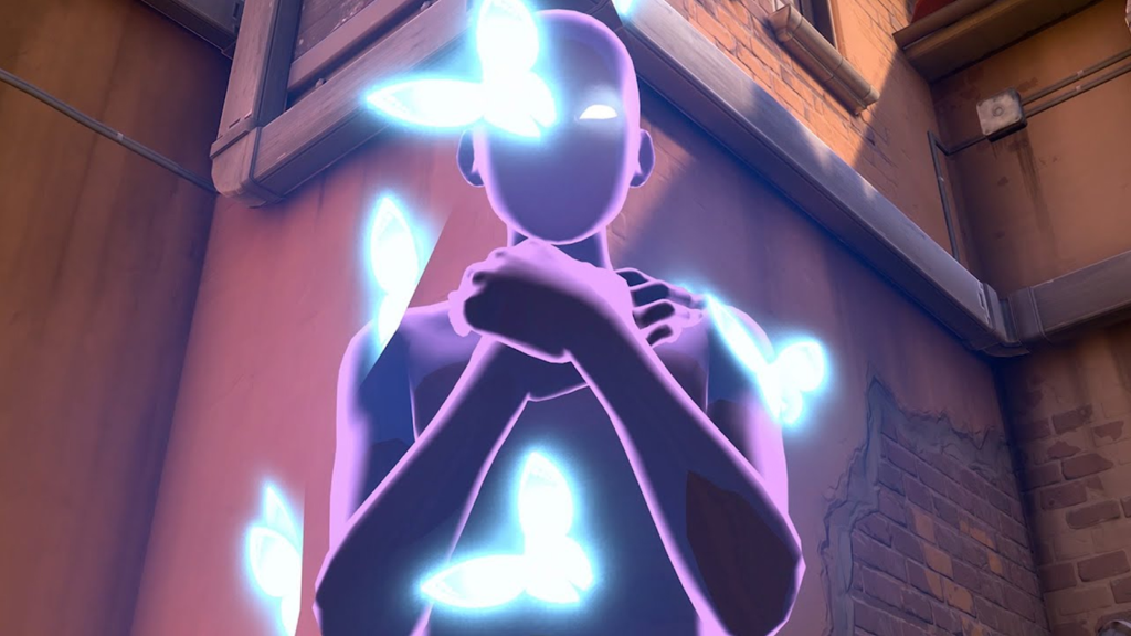 An in-game picture of Clove using Not Dead Yet